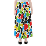 Colorful Cow Print Chiffon Maxi Skirt