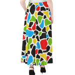 Colorful Cow Print Chiffon Maxi Skirt