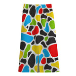 Colorful Cow Print Cotton Front Slit Maxi Skirt