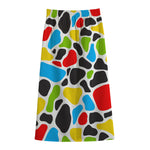 Colorful Cow Print Cotton Front Slit Maxi Skirt