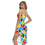 Colorful Cow Print Cross Back Cami Dress