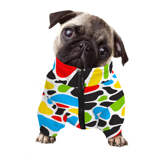 Colorful Cow Print Dog Zip Up Jacket