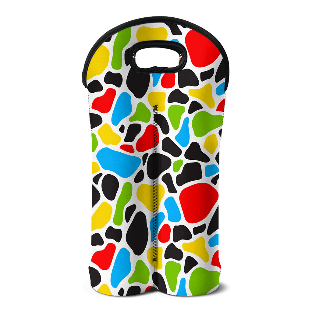 Colorful Cow Print Double Neoprene Wine Tote