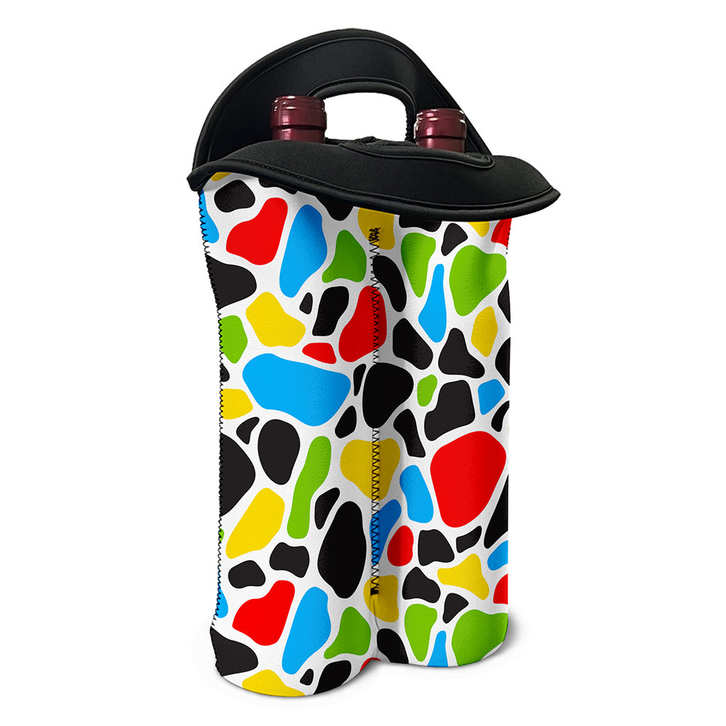 Colorful Cow Print Double Neoprene Wine Tote