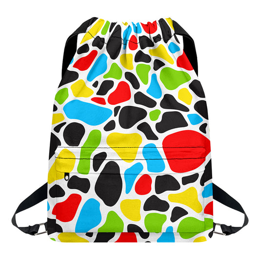 Colorful Cow Print Drawstring Backpack