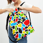 Colorful Cow Print Drawstring Backpack