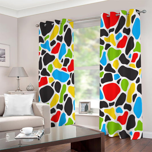 Colorful Cow Print Extra Wide Grommet Curtains