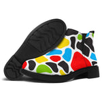 Colorful Cow Print Flat Ankle Boots