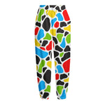 Colorful Cow Print Fleece Lined Knit Pants