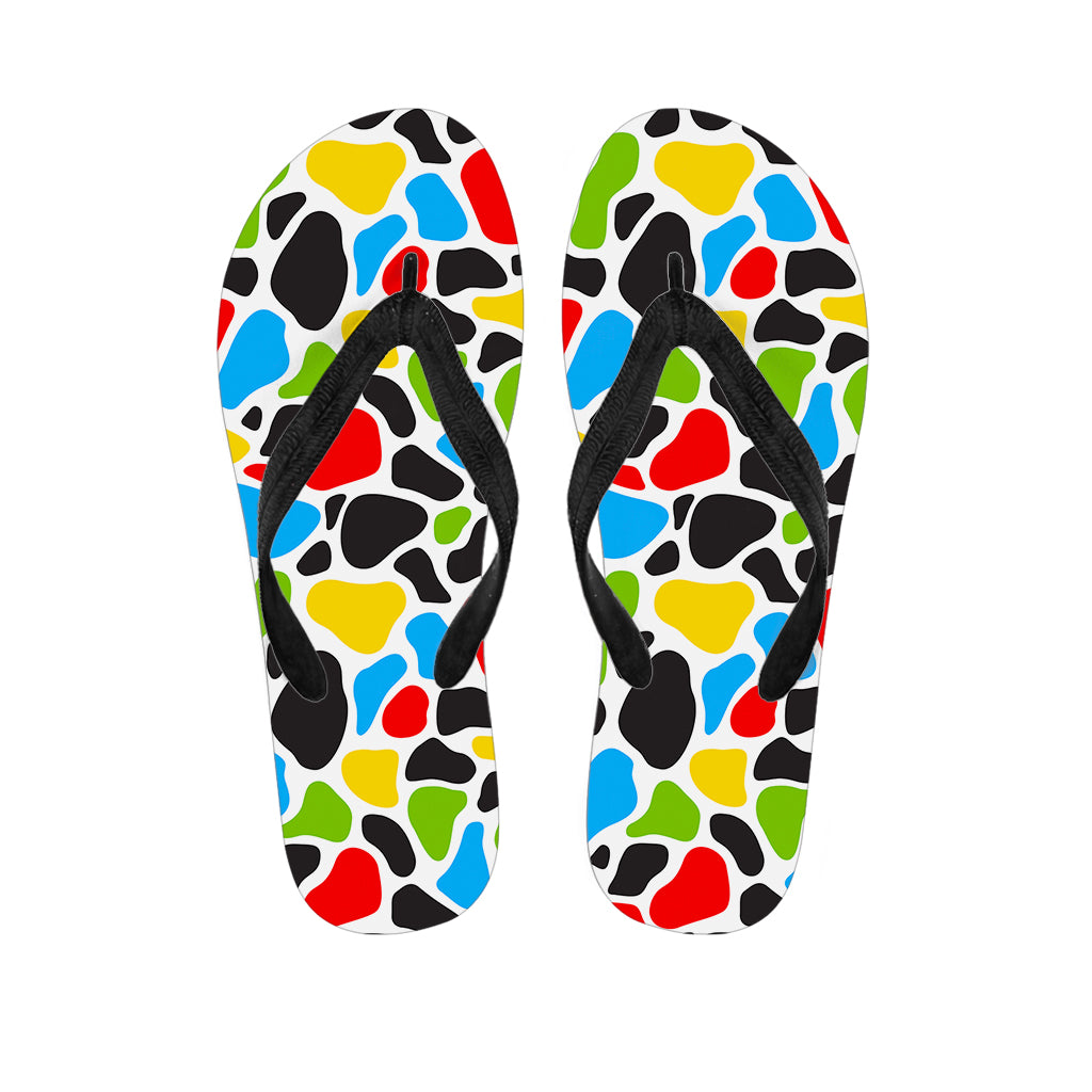 Colorful Cow Print Flip Flops