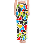 Colorful Cow Print High Slit Maxi Skirt