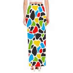 Colorful Cow Print High Slit Maxi Skirt