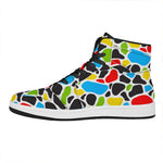 Colorful Cow Print High Top Leather Sneakers