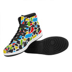 Colorful Cow Print High Top Leather Sneakers