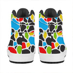 Colorful Cow Print High Top Leather Sneakers