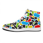 Colorful Cow Print High Top Leather Sneakers