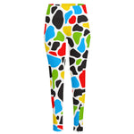 Colorful Cow Print High-Waisted Pocket Leggings