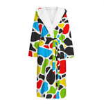 Colorful Cow Print Hooded Bathrobe