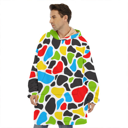 Colorful Cow Print Hoodie Blanket