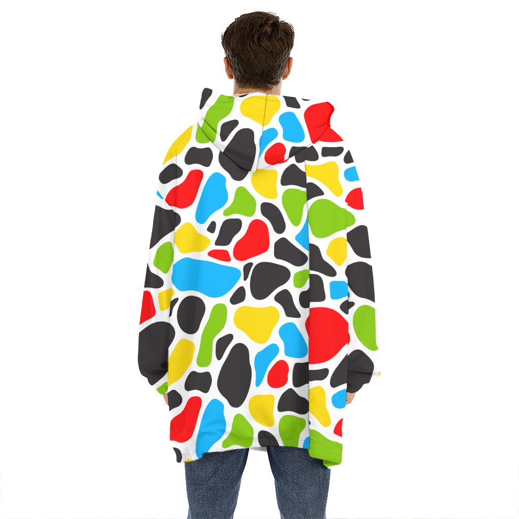 Colorful Cow Print Hoodie Blanket