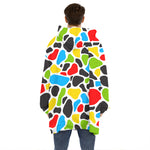 Colorful Cow Print Hoodie Blanket