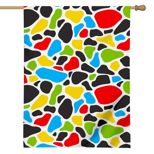 Colorful Cow Print House Flag