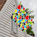 Colorful Cow Print House Flag