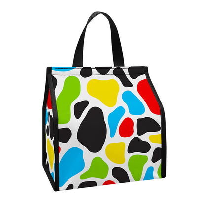 Colorful Cow Print Insulated Lunch Tote