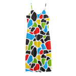 Colorful Cow Print Jersey Midi Cami Dress