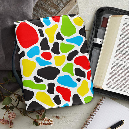 Colorful Cow Print Leather Bible Cover