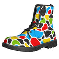 Colorful Cow Print Lace-Up Boots
