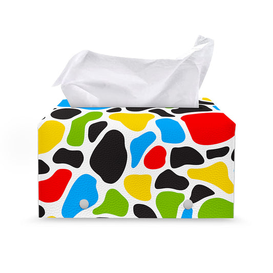 Colorful Cow Print Leather Tissue Box Cover