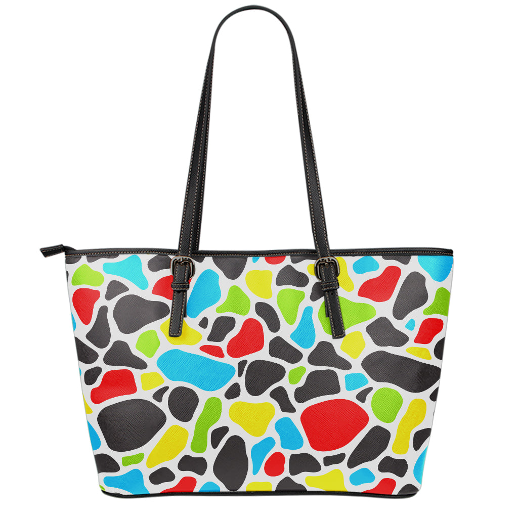 Colorful Cow Print Leather Tote Bag