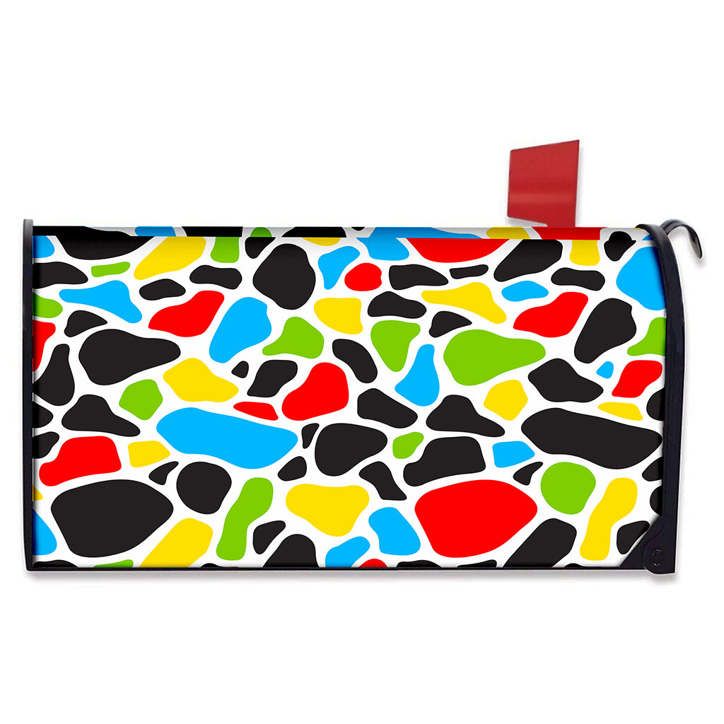 Colorful Cow Print Mailbox Cover