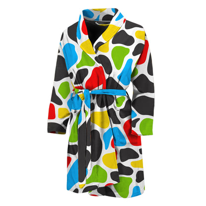 Colorful Cow Print Men's Bathrobe