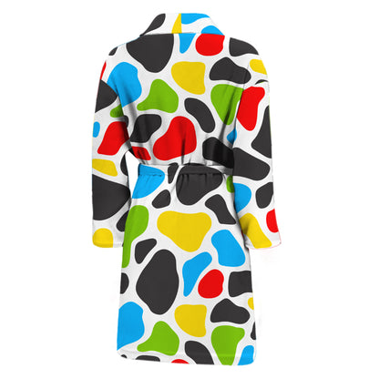 Colorful Cow Print Men's Bathrobe
