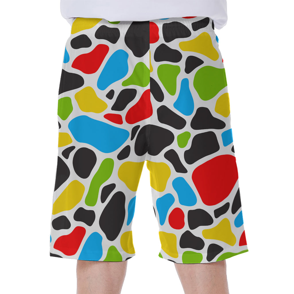 Colorful Cow Print Men's Beach Shorts