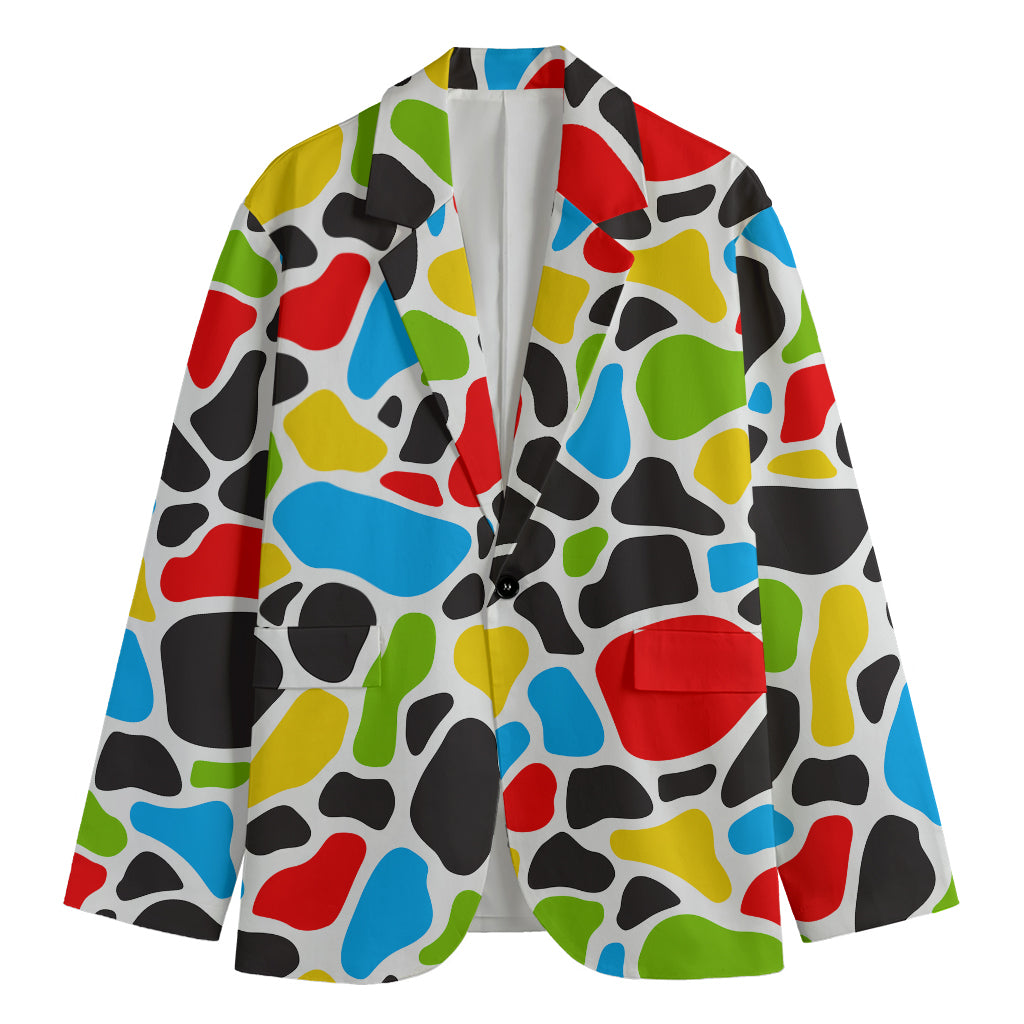 Colorful Cow Print Men's Blazer