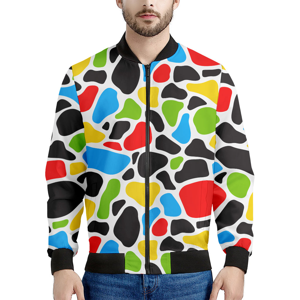 Colorful Cow Print Men's Bomber Jacket