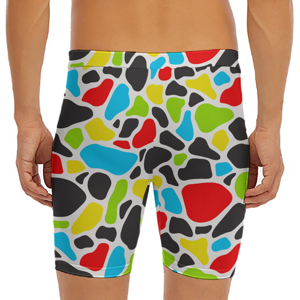 Colorful Cow Print Men's Long Boxer Briefs