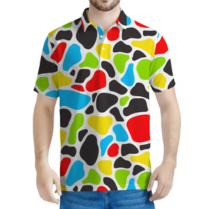 Colorful Cow Print Men's Polo Shirt