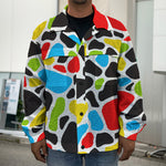 Colorful Cow Print Men's Shirt Jacket