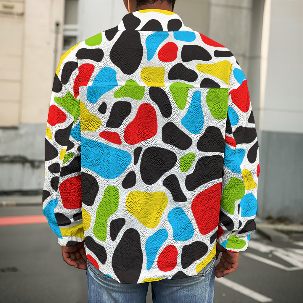 Colorful Cow Print Men's Shirt Jacket