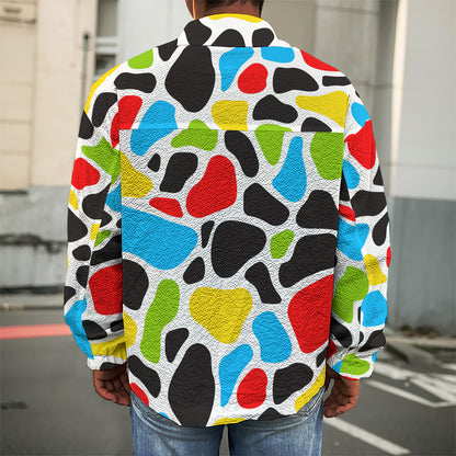 Colorful Cow Print Men's Shirt Jacket