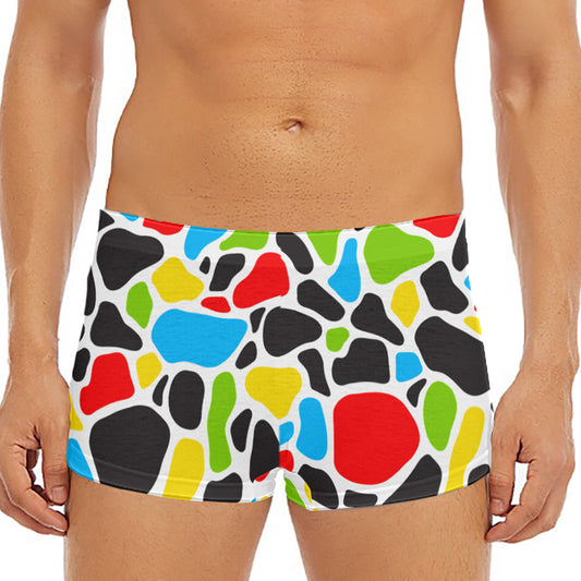 Colorful Cow Print Men's Short Boxer Briefs