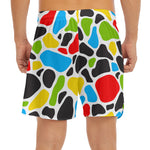 Colorful Cow Print Men's Split Running Shorts