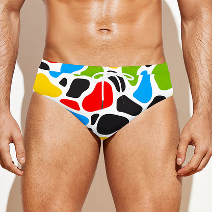 Colorful Cow Print Men's Swim Briefs