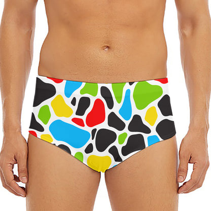 Colorful Cow Print Men's Triangle Swim Briefs