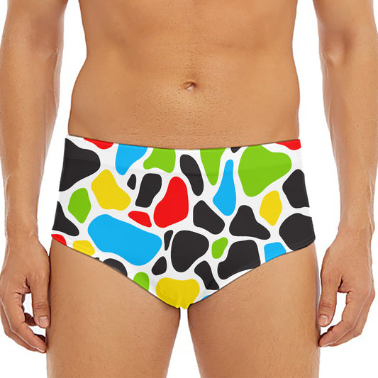 Colorful Cow Print Men's Triangle Swim Briefs
