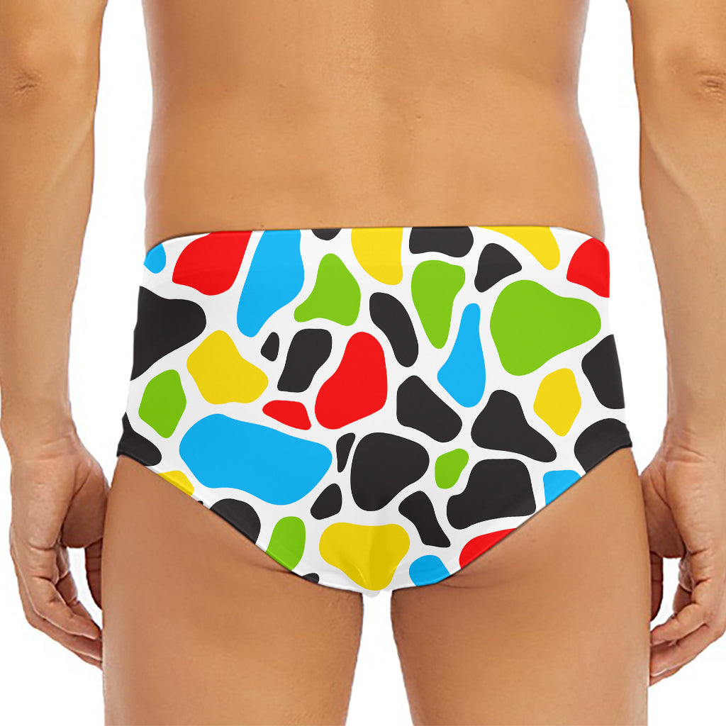 Colorful Cow Print Men's Triangle Swim Briefs